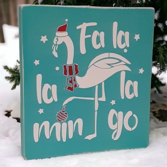 Coastal Christmas Wood Sign 6" Painted Beach Ocean Tiered Tray Shelf Sitter - Picture 6 of 13